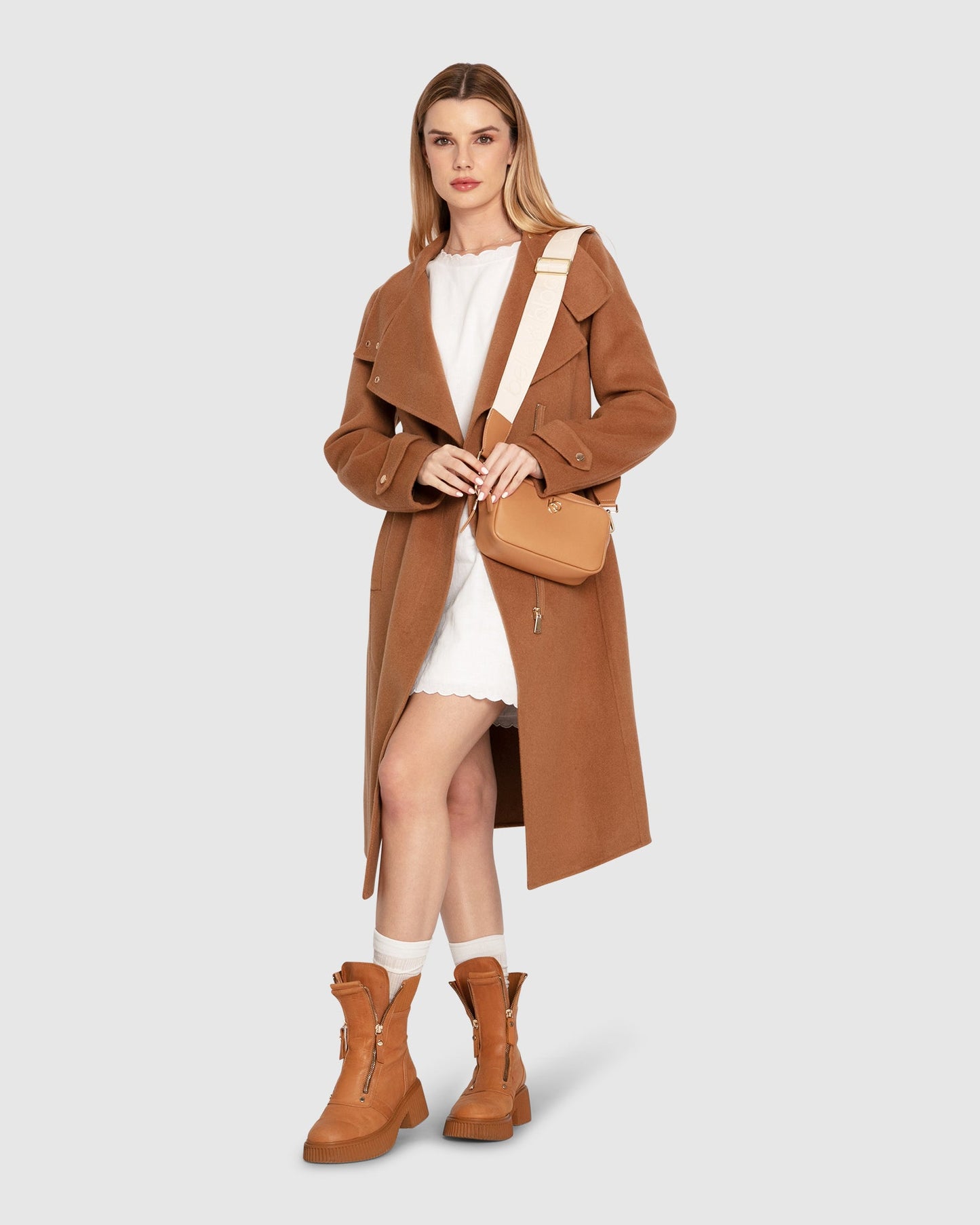 Envy Me Wool Blend Zipped Coat - Camel