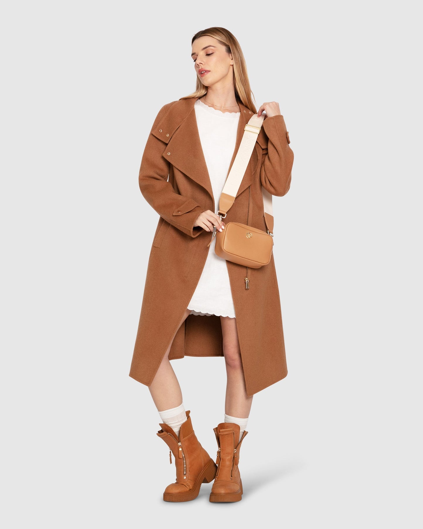 Envy Me Wool Blend Zipped Coat - Camel