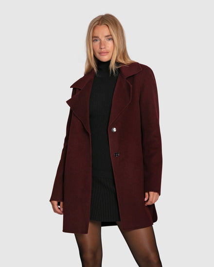 Ex-Boyfriend Wool Blend Oversized Jacket - Deep Plum