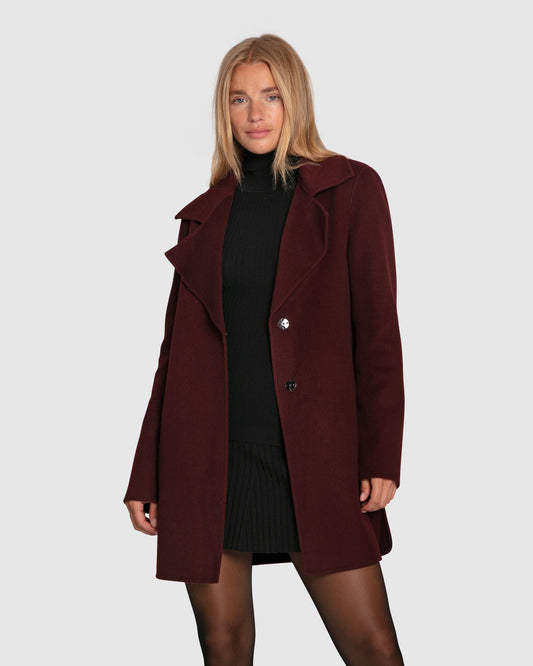 Ex-Boyfriend Wool Blend Oversized Jacket - Burgundy