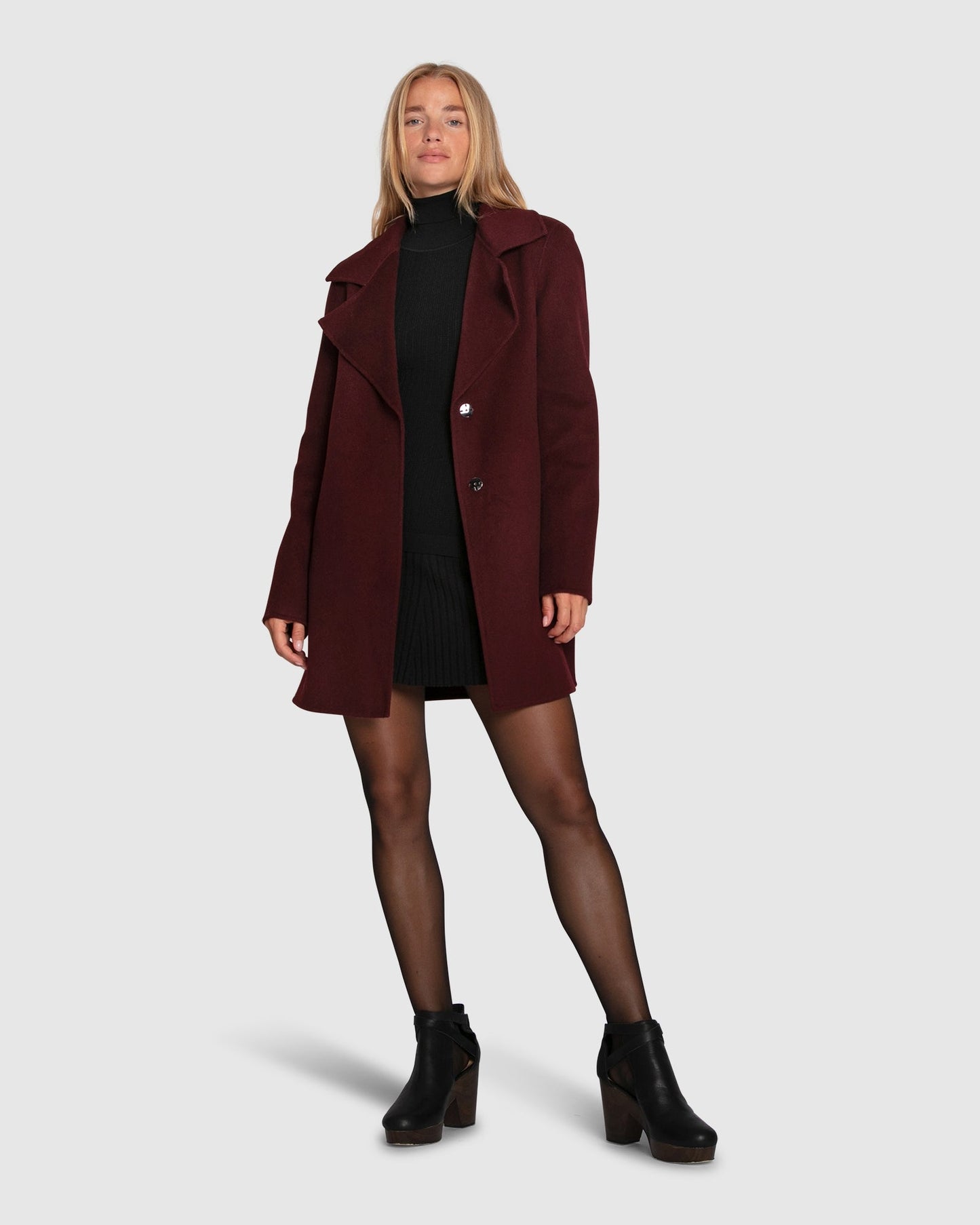 Ex-Boyfriend Wool Blend Oversized Jacket - Deep Plum
