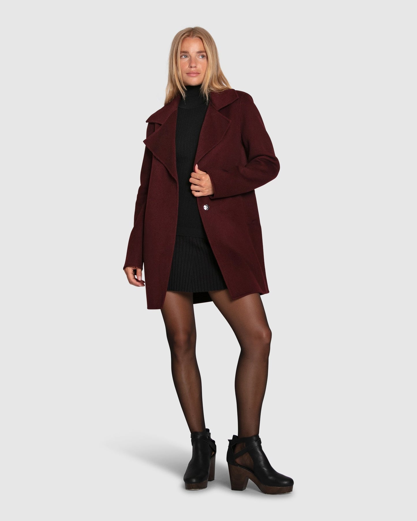 Ex-Boyfriend Wool Blend Oversized Jacket - Deep Plum