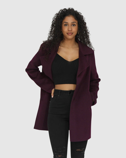 Ex-Boyfriend Wool Blend Oversized Jacket - Burgundy