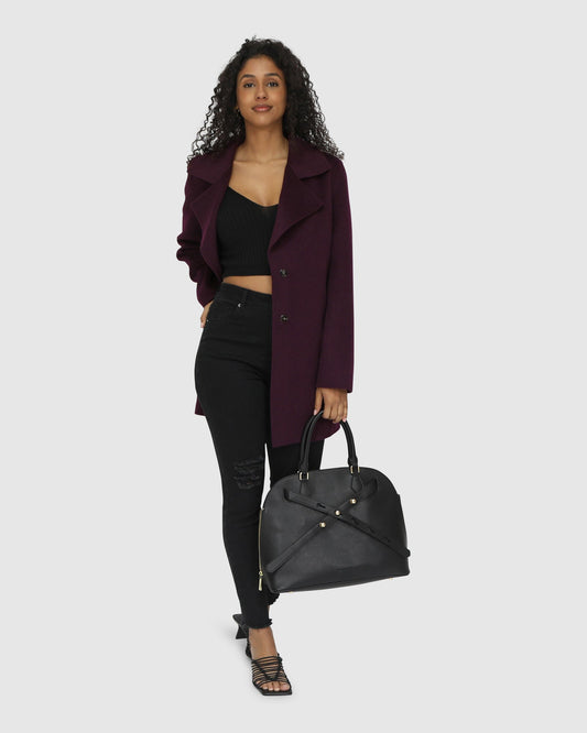 Ex-Boyfriend Wool Blend Oversized Jacket - Burgundy