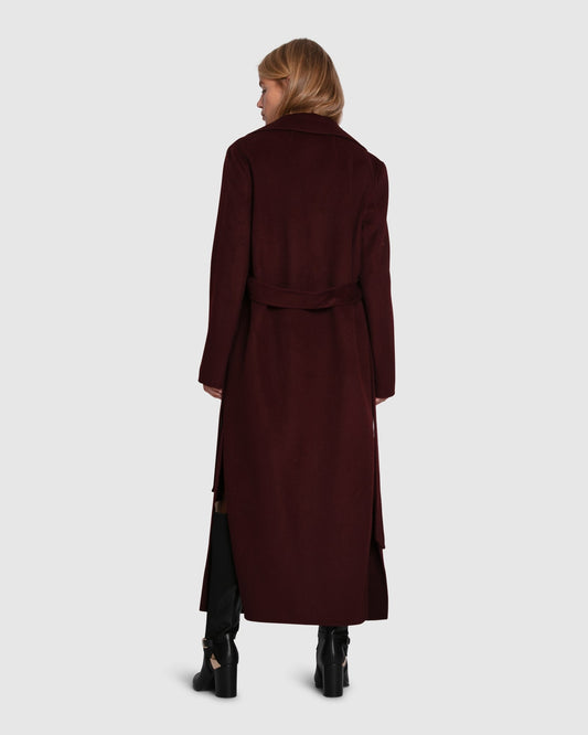 Ex-Boyfriend Wool Blend Maxi Coat - Burgundy