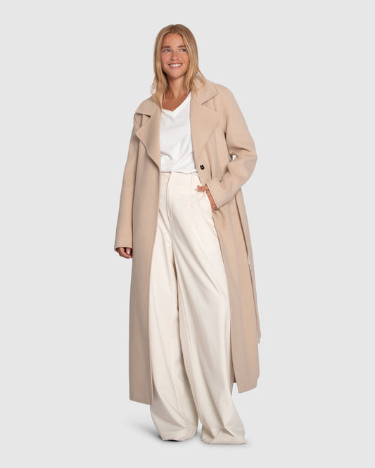 Ex-Boyfriend Wool Blend Maxi Coat - Pale Oat