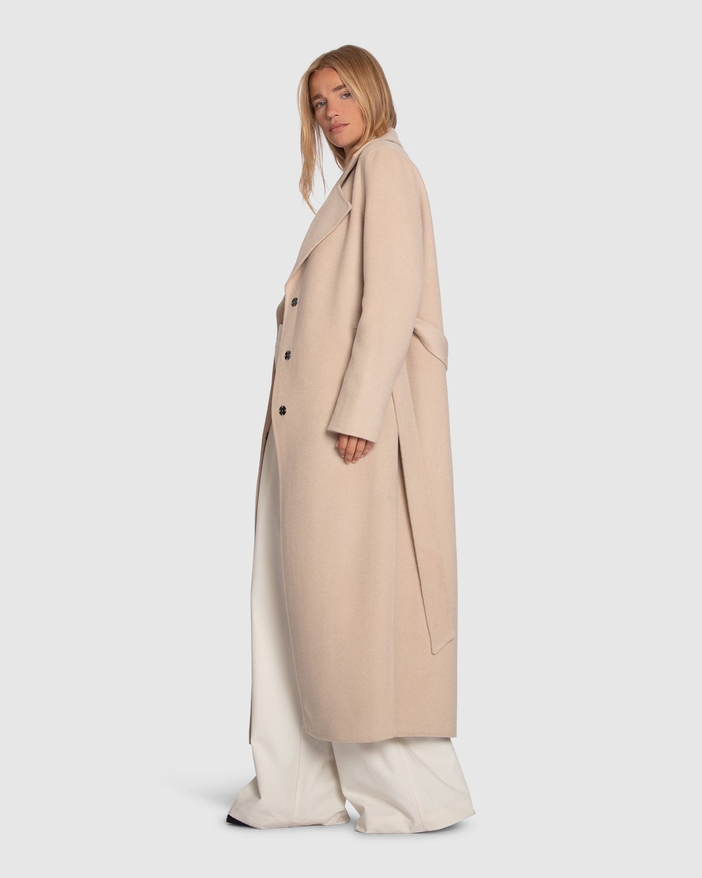 Ex-Boyfriend Wool Blend Maxi Coat - Pale Oat