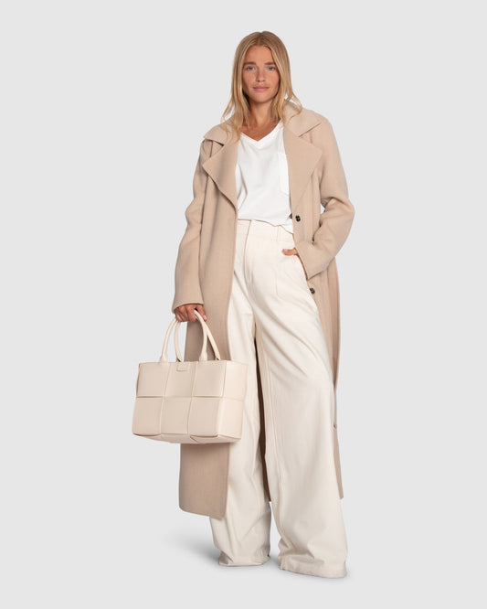 Ex-Boyfriend Wool Blend Maxi Coat - Pale Oat