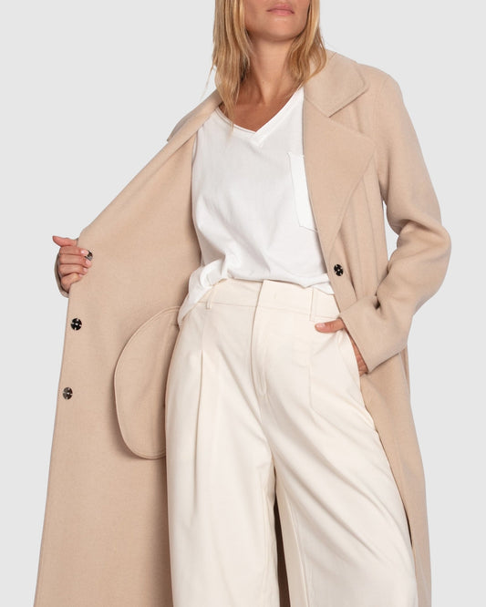 Ex-Boyfriend Wool Blend Maxi Coat - Pale Oat