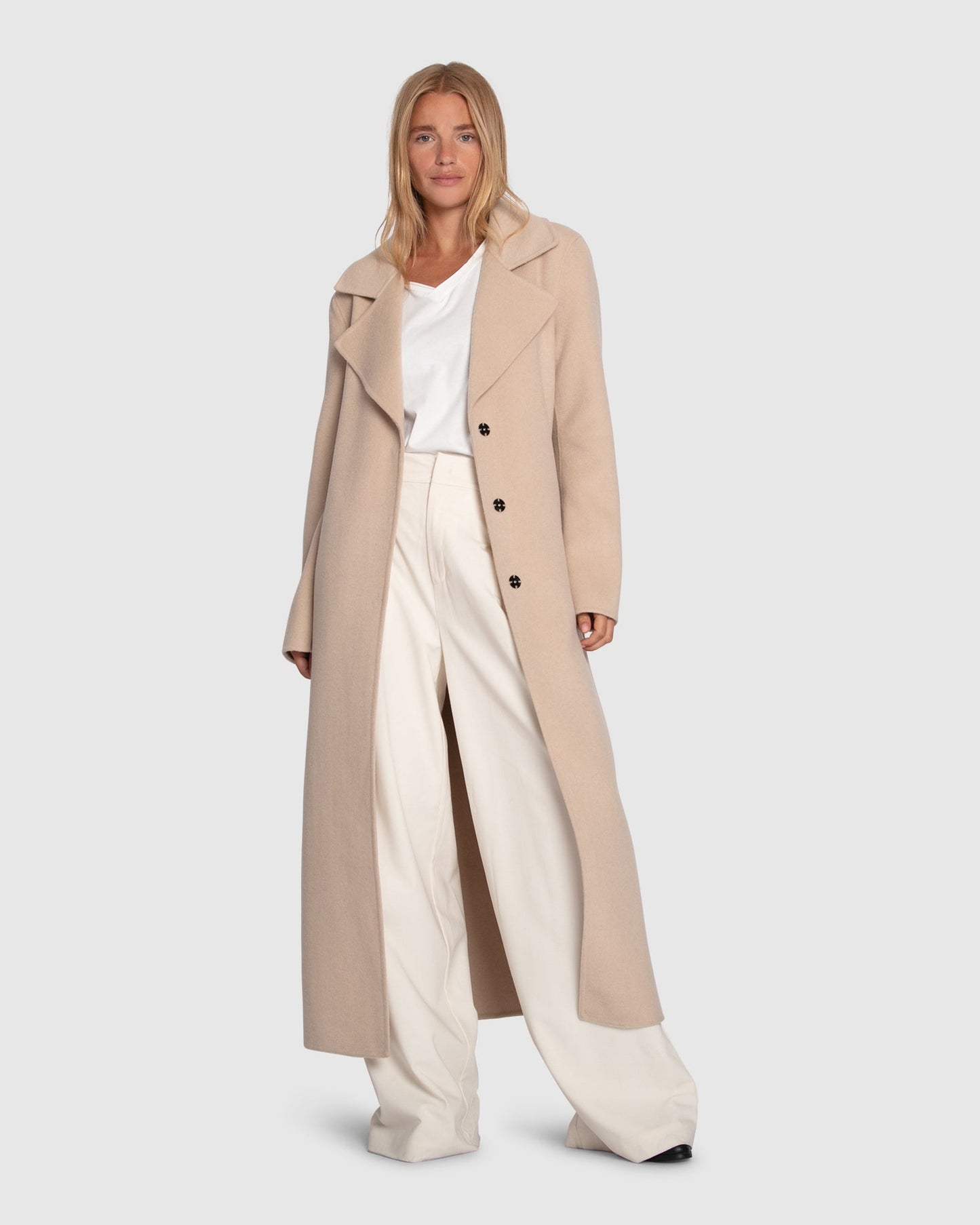 Ex-Boyfriend Wool Blend Maxi Coat - Pale Oat