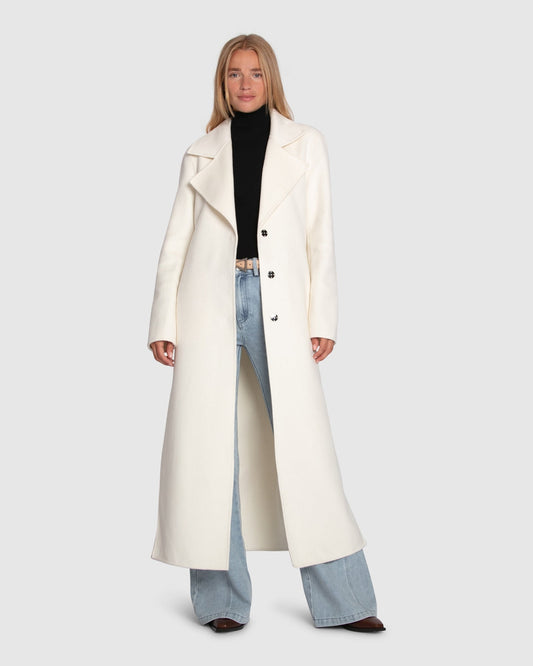 Ex-Boyfriend Wool Blend Maxi Coat - Cream