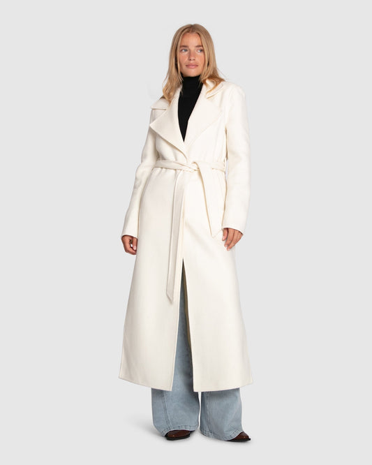 Ex-Boyfriend Wool Blend Maxi Coat - Cream