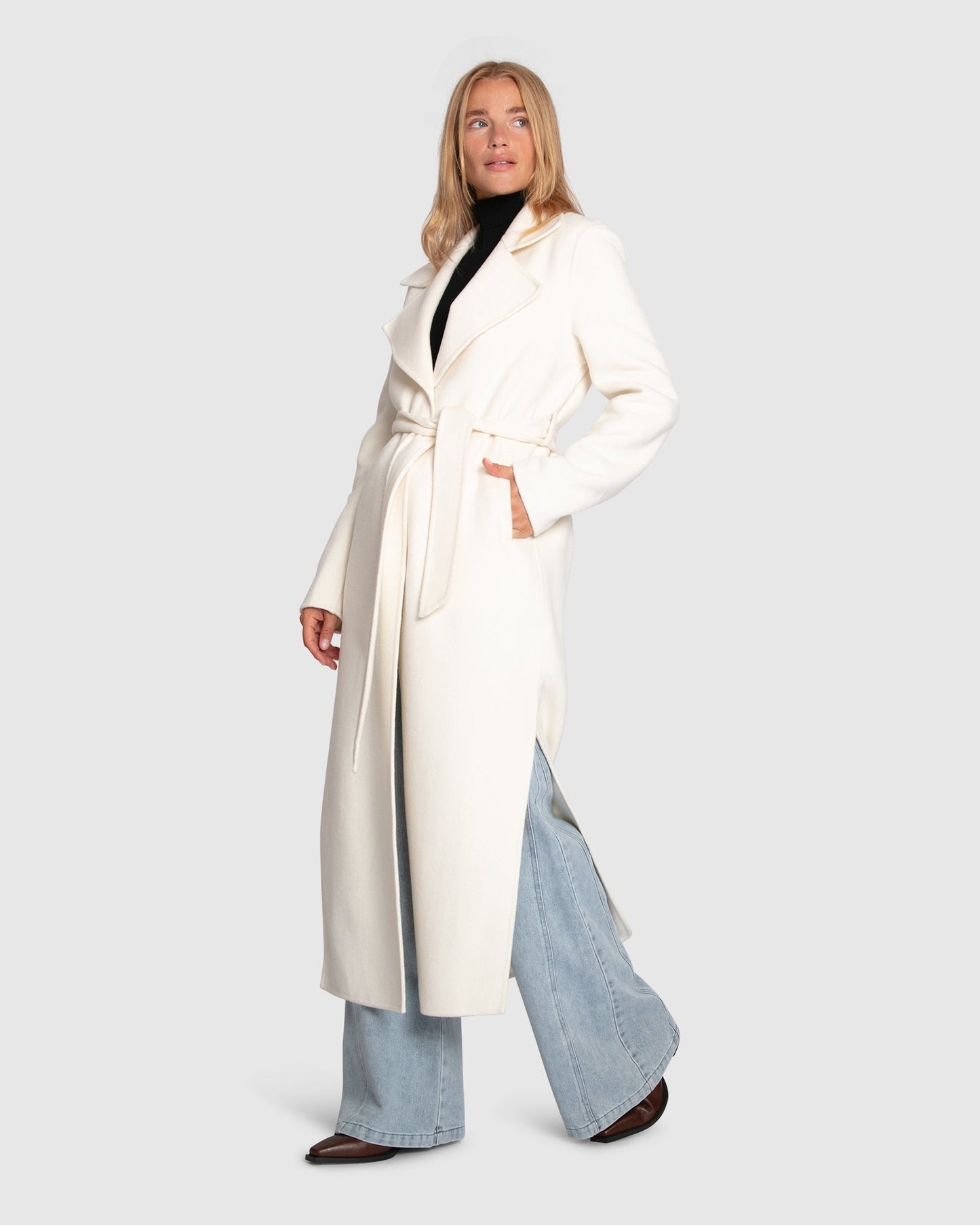 Ex-Boyfriend Wool Blend Maxi Coat - Cream