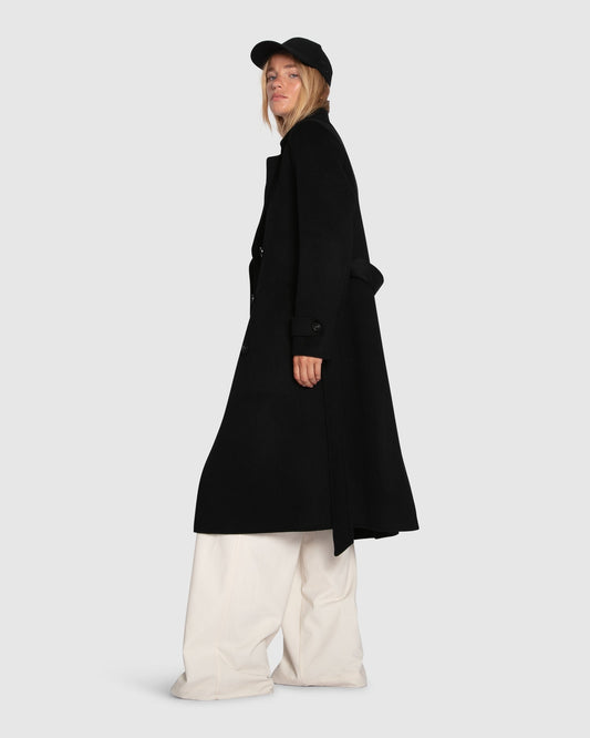 Front Runner Wool Blend Belted Coat - Black