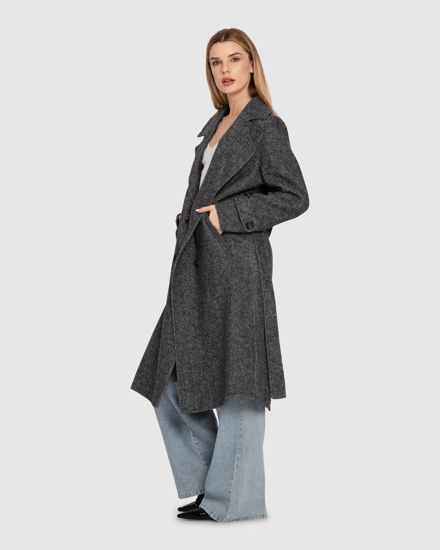 Front Runner Wool Blend Belted Coat - Charcoal