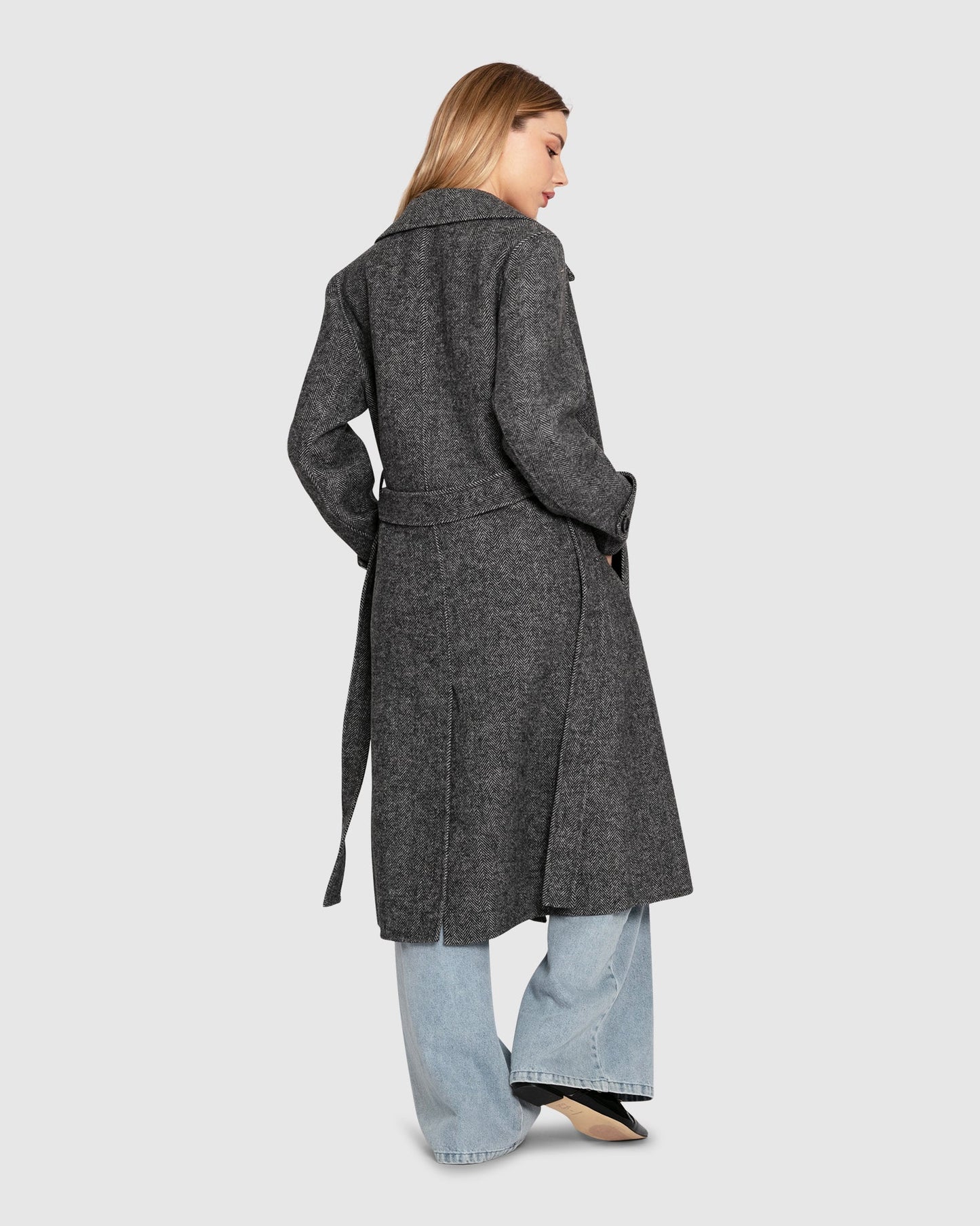 Front Runner Wool Blend Belted Coat - Charcoal