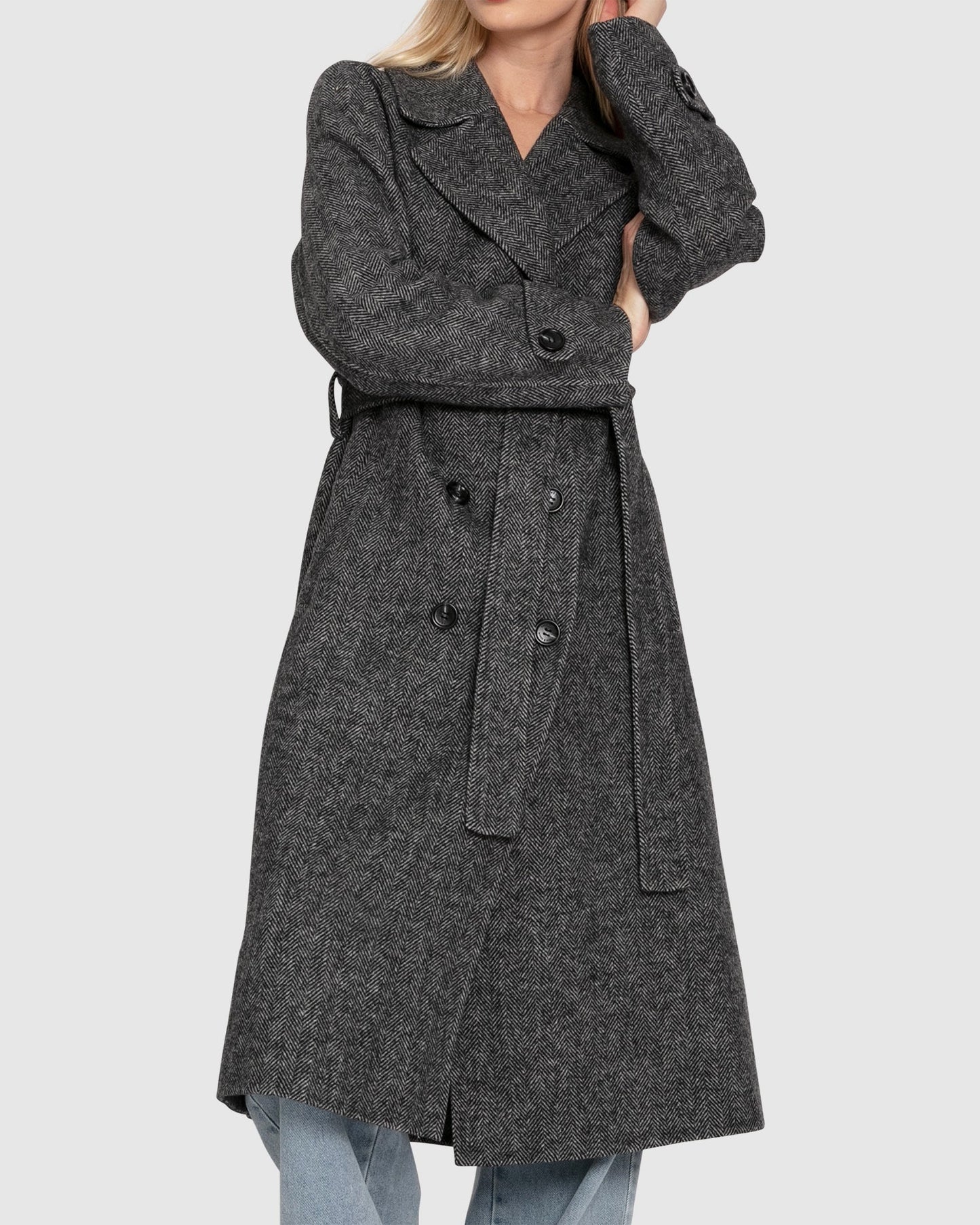 Front Runner Wool Blend Belted Coat - Charcoal