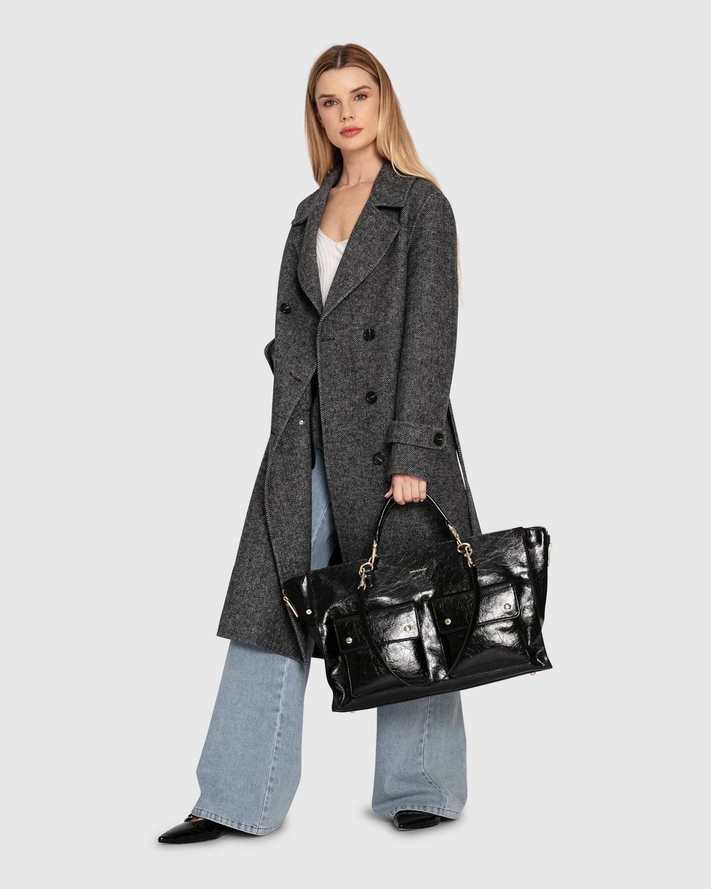 Front Runner Wool Blend Belted Coat - Charcoal