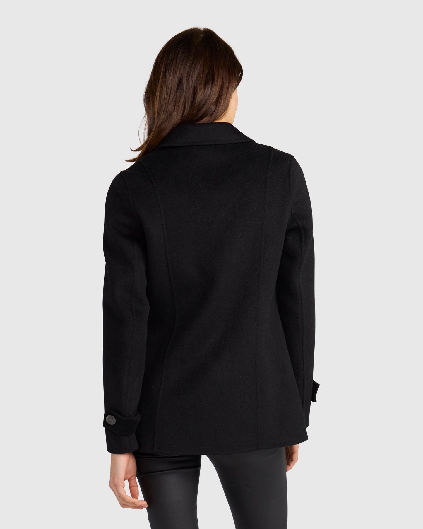 Forget You Wool Blend Military Peacoat - Black