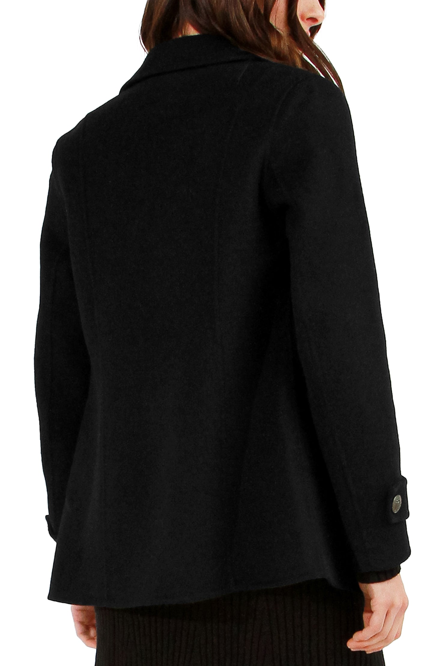 Forget You Wool Blend Military Peacoat - Black