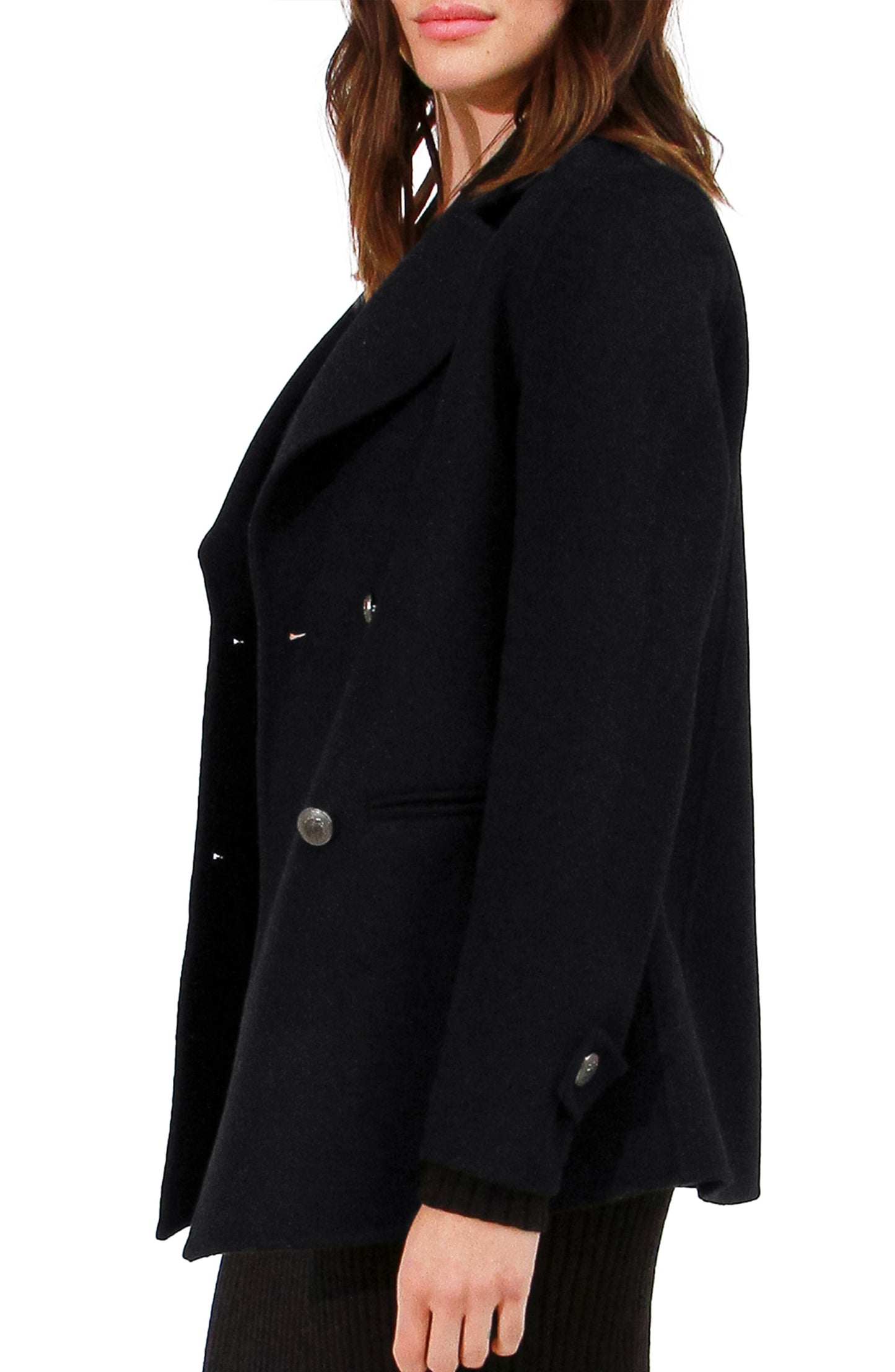 Forget You Wool Blend Military Peacoat - Black