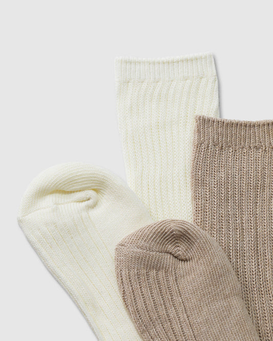 Cream & Beige Go For It 2 Pack Socks with ribbed texture for a snug yet flexible fit - alternate view