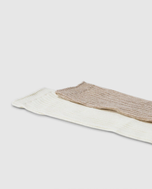 Cream & Beige Go For It 2 Pack Socks with ribbed texture - alternate view