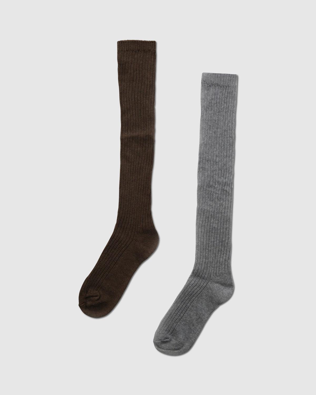 Brown & Grey Go For It 2 Pack Socks with ribbed texture and ribbed texture for a snug yet flexible fit - front view