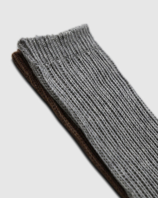 Brown & Grey Go For It 2 Pack Socks with ribbed texture - alternate view