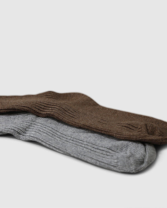 Brown & Grey Go For It 2 Pack Socks with ribbed texture for a snug yet flexible fit - alternate view