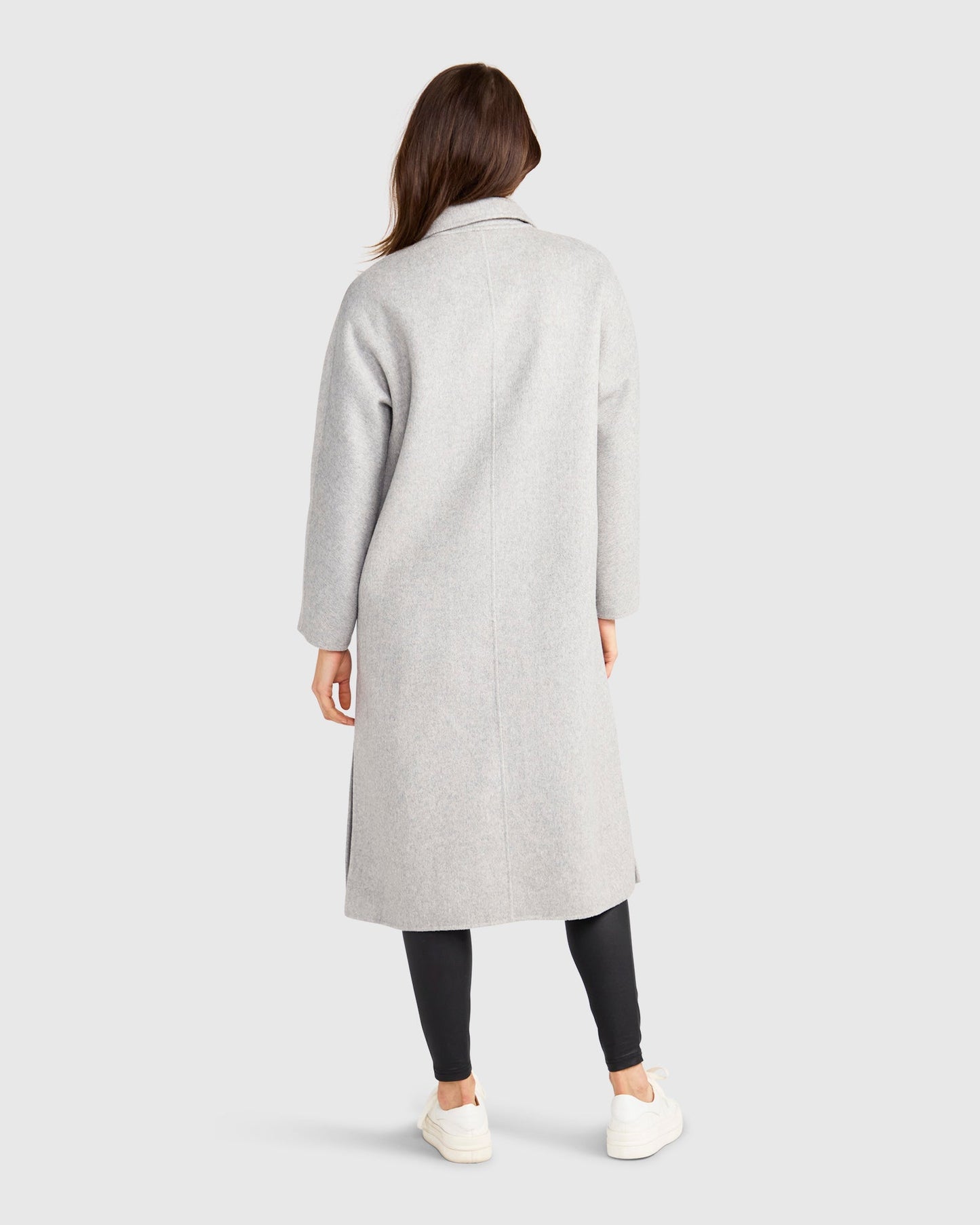 Guestlist Wool Blend Oversized Double Breasted Coat - Grey Marle