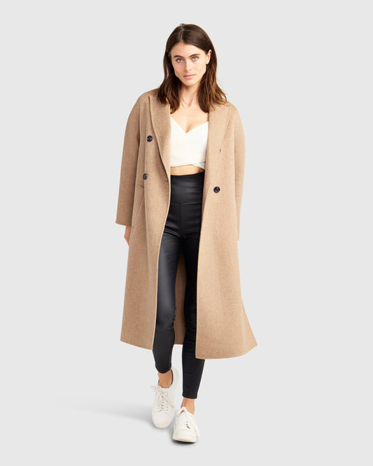 Guestlist Wool Blend Oversized Double Breasted Coat - Oat