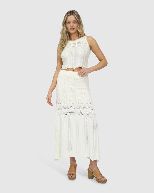 Harvest Haze Crochet Crop Top - Cream