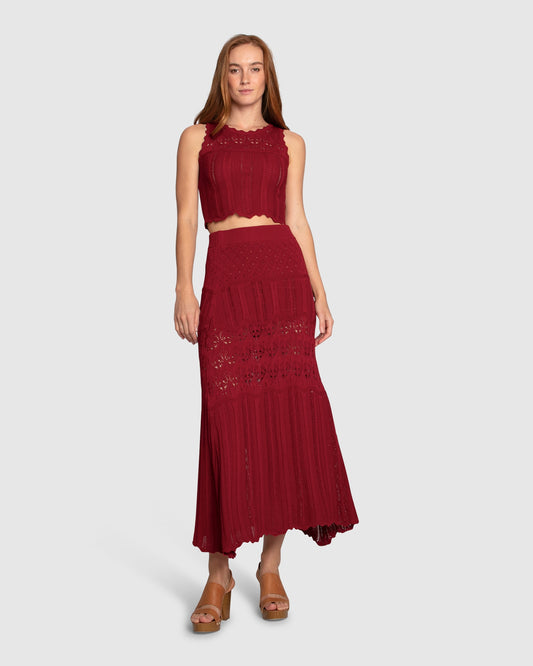 Harvest Haze Crochet Crop Top - Berry