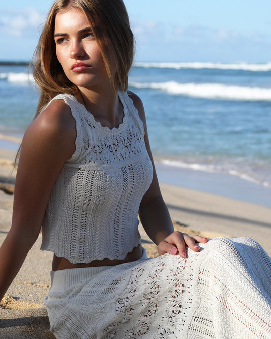 Harvest Haze Crochet Crop Top - Cream
