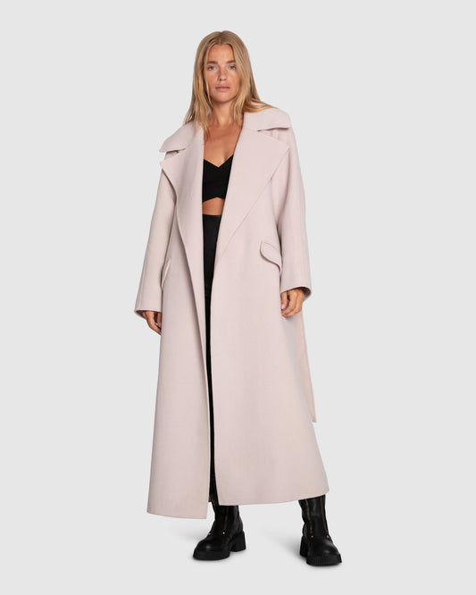 Heart To Heart Wool Blend Large Collar Maxi Coat - Rosewater