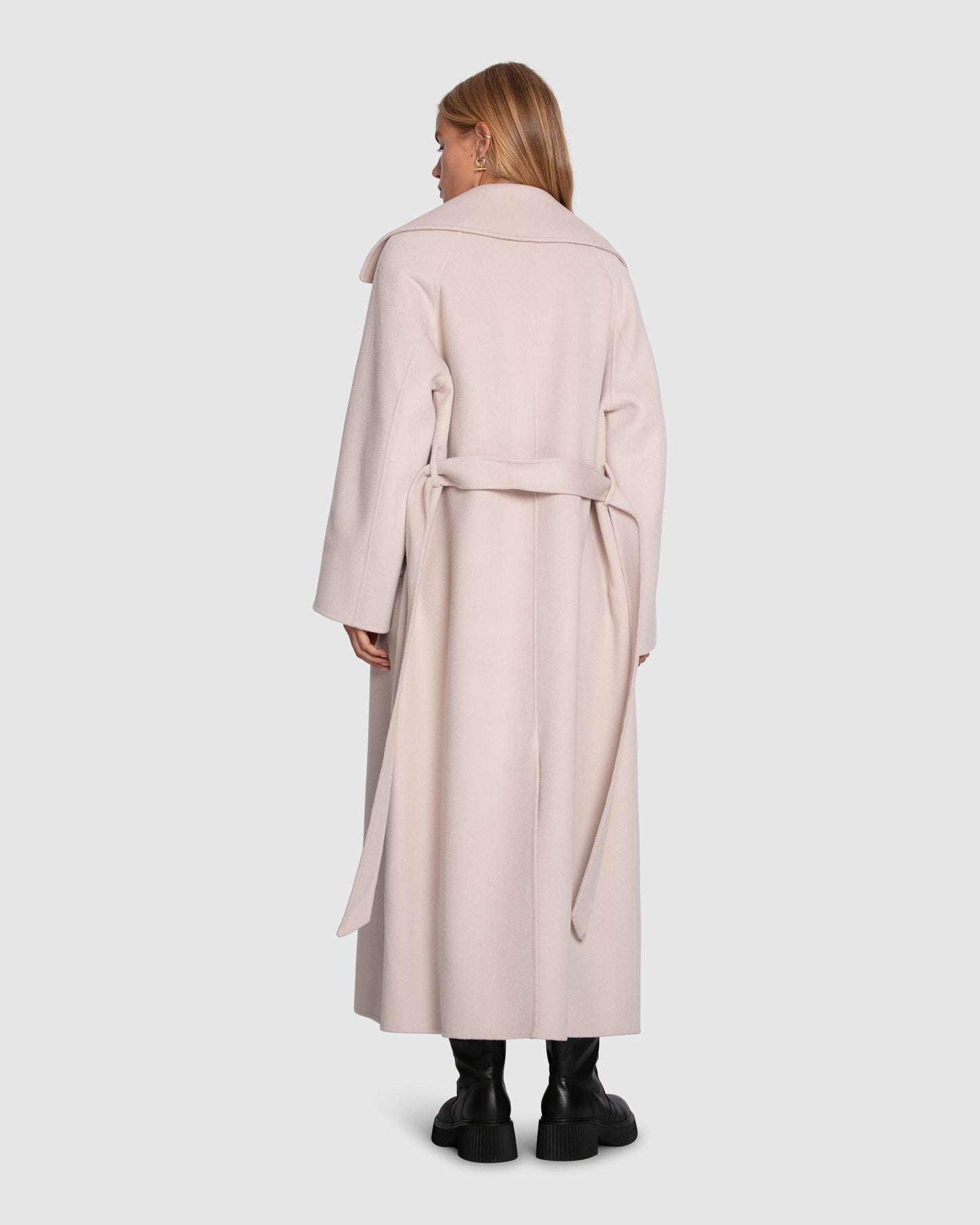 Heart To Heart Wool Blend Large Collar Maxi Coat - Rosewater