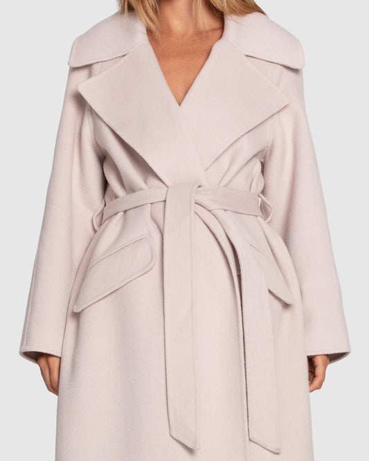Heart To Heart Wool Blend Large Collar Maxi Coat - Rosewater