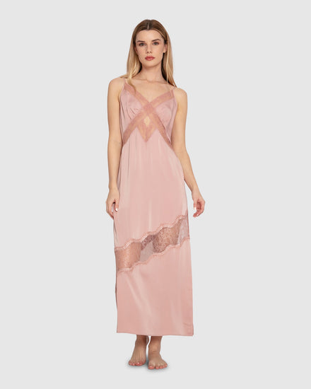 Heavenly Bodies Lace Slip Dress - Dusty Rose