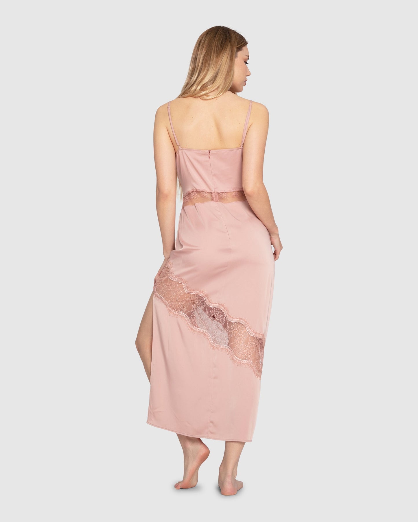 Heavenly Bodies Lace Slip Dress - Dusty Rose