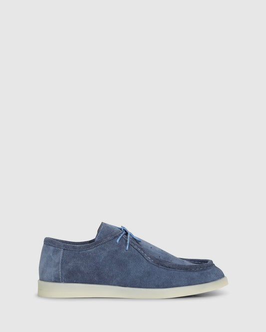 Stonewash Blue Heatwave Suede Boat Shoes with comfortable slip-on construction with lace detail - alternate view