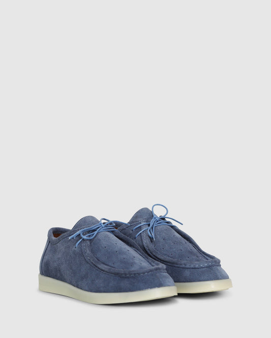 Stonewash Blue Heatwave Suede Boat Shoes with soft suede upper with stitched moccasin-style toe - alternate view