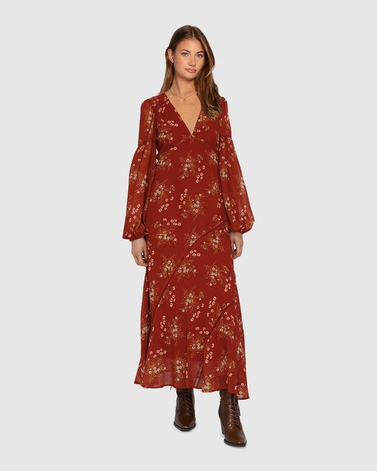 Rust In your Dreams Maxi Dress with V-neckline - alternate view