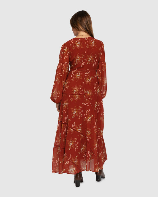 Rust In your Dreams Maxi Dress with v-neck - alternate view