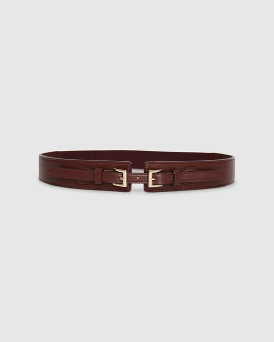 Burgundy London Fog Leather Waist Belt with waist belt - alternate view