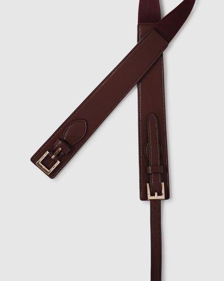 London Fog Leather Waist Belt - Burgundy