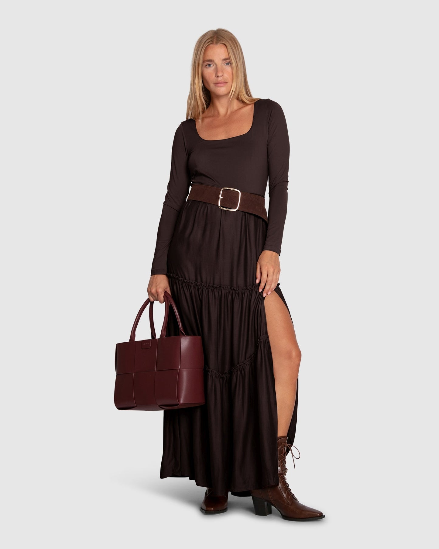 Let Me Love You Tiered Maxi Dress - Chocolate