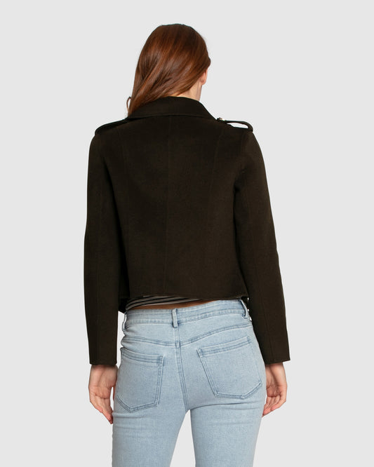 Love Me Now Wool Blend Coat - Military