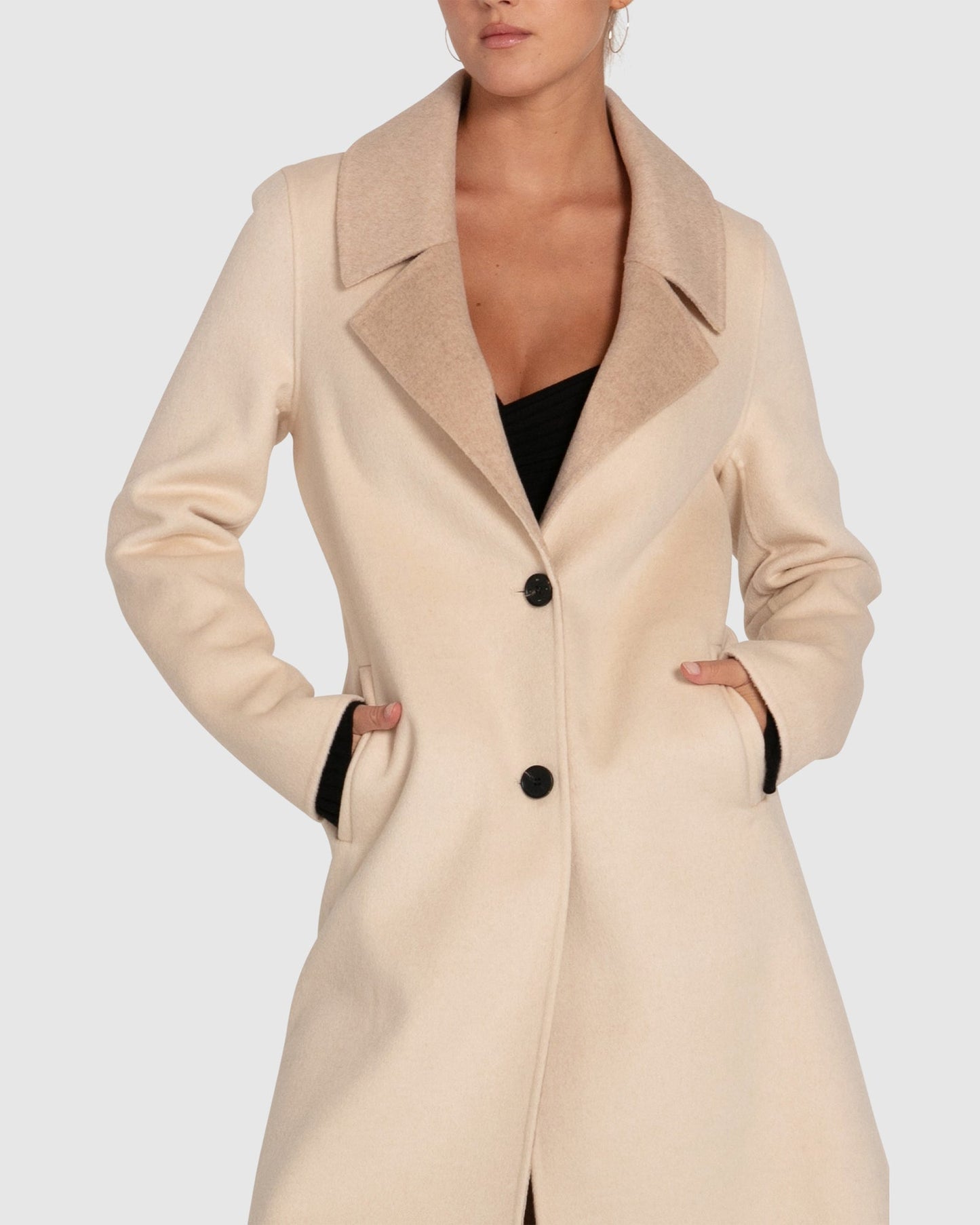 Lexington Two-Tone Wool Blend Coat - Beige