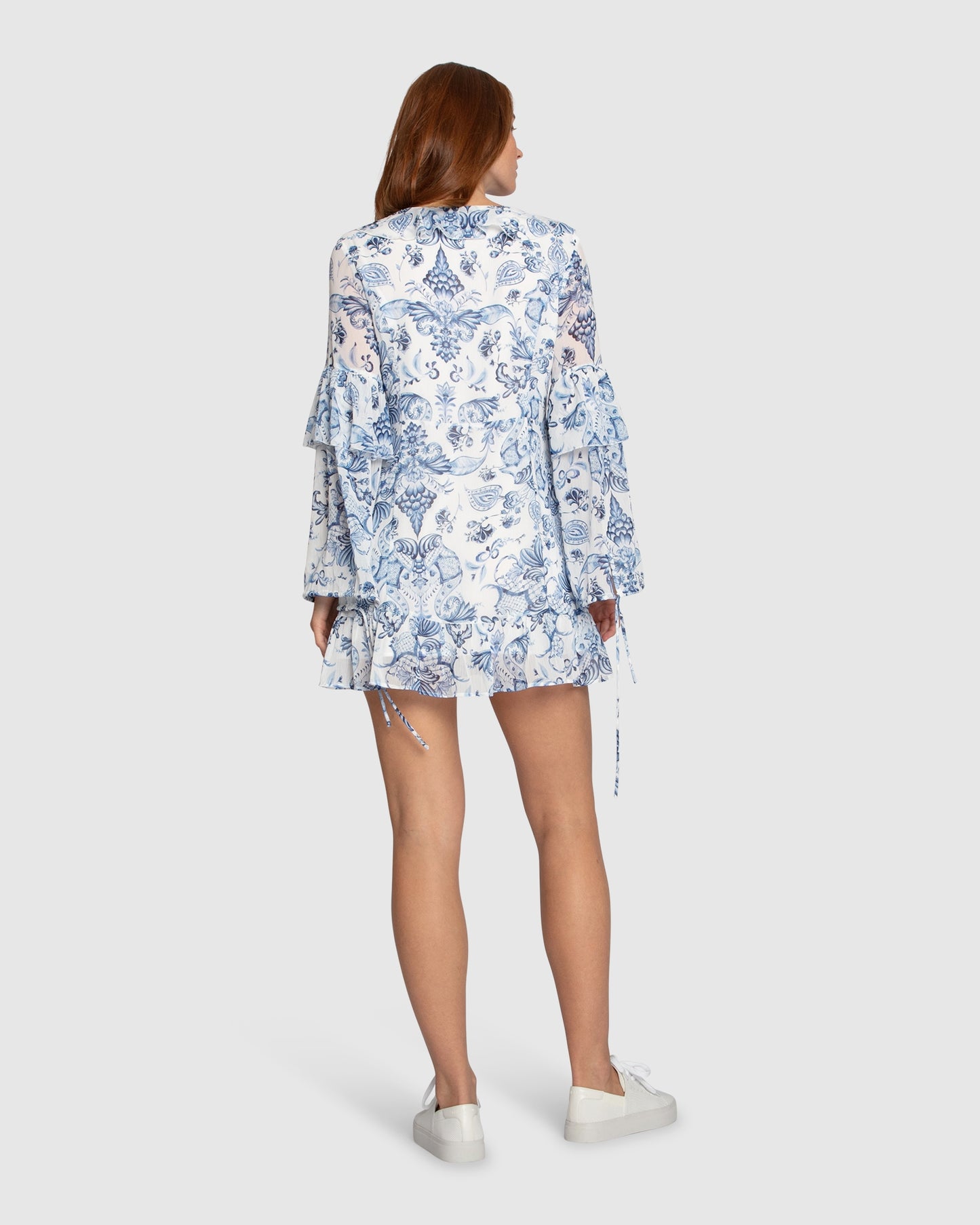 Mad About You Floral Print Mini Dress - White/Blue